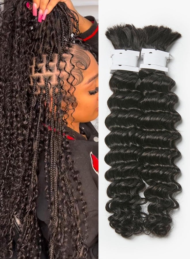 ASHINE Human Braiding Hair for Boho Braids Deep Wave Bulk Pre-Separated Strands 100% Human Hair 2 Bundles/Pack 100g 16 Inch Natural Color Easy to Braid - Image 1